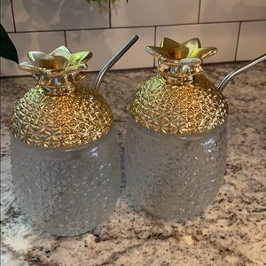 Set of pineapple glass cups